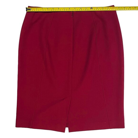 Rich Ruby Red Pencil Skirt — Lined Winter Workwear Essential, Size 10 - Picture 11 of 12